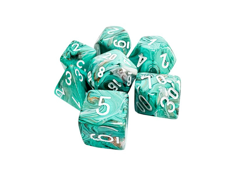Chessex Mega-Hedral Marble Oxi-Copper/White 7-Piece Set